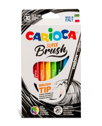 "Carioca" Фломастеры Super-brush, наконечник-кисть 10 цв арт. ГММ-114492-1-ГММ078093022824
