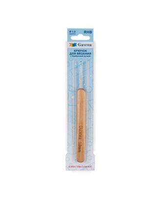 Для вязания крючок с бамбуковой ручкой RHB сталь бамбук d 1.0 мм 13.5 см в блистере арт. ГММ-111581-1-ГММ081410789424
