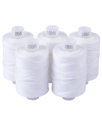 Швейные нитки (армированные) 100 ЛХ 200 м белый 5 шт арт. ГММ-110034-1-ГММ015056086372