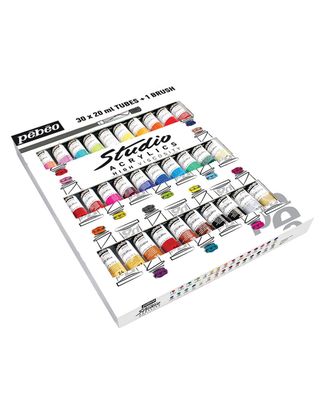 Краски акриловые "PEBEO" набор Studio Acrylics с кистью 30 цв. 20 мл арт. ГММ-52-1-ГММ0065014