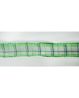 Лента органза с рисунком с проволокой по краю SAFISA ш.2,5см (62 белый/зеленый) арт. ГЕЛ-14950-1-ГЕЛ0109362