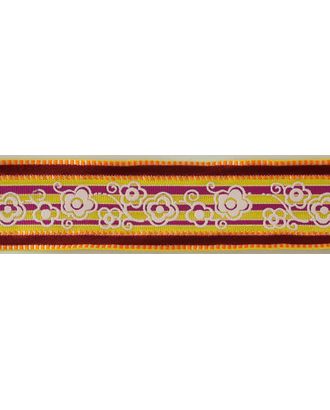 Лента с рисунком SAFISA ш.3,8см (бордо/желтый) арт. ГЕЛ-149-1-ГЕЛ0015167