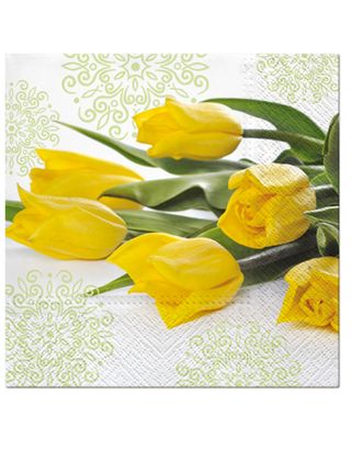 Салфетки трехслойные для декупажа, коллекция "Lunch" PAW Decor Collection "Желтые тюльпаны" арт. ГЕЛ-25936-1-ГЕЛ0172078