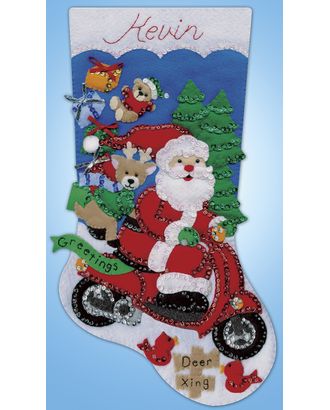 Набор для вышивания сапожка для подарков "Санта на самокате" арт. ГЕЛ-34112-1-ГЕЛ0191645