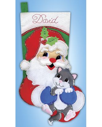 Набор для вышивания сапожка для подарков "Санта с котенком" арт. ГЕЛ-34123-1-ГЕЛ0191652