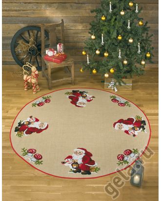 Набор для вышивания коврика под ёлку "Санта и снеговик" арт. ГЕЛ-17165-1-ГЕЛ0039105