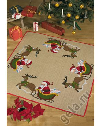 Набор для вышивания коврика под ёлку "Санта в санях" арт. ГЕЛ-1956-1-ГЕЛ0039129