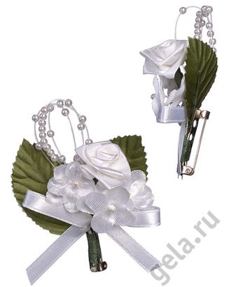 Бутоньерка "Свадебные цветы" на булавке арт. ГЕЛ-30595-1-ГЕЛ0058164