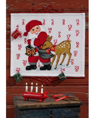 Набор для вышивания календаря "Санта Клаус с оленем" арт. ГЕЛ-4245-1-ГЕЛ0070474