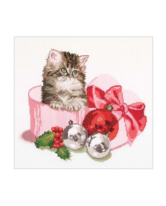 Набор для вышивания "Рождественский котёнок", канва аида 16 ct арт. ГЕЛ-14392-1-ГЕЛ0093021