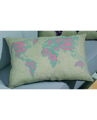 Набор для вышивания подушки "Карта мира - серо-голубой" арт. ГЕЛ-13085-1-ГЕЛ0094663