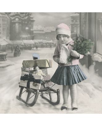Купить Салфетки трехслойные для декупажа, коллекция "Lunch" Sagen Vintage Design "Девочка с санями" арт. ГЕЛ-10088-1-ГЕЛ0098695 оптом в Новочеркасске