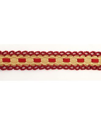 Тесьма декоративная ш.2см, бежевая с красной двойной кружевной отделкой и лентой (30м) арт. ГЕЛ-5744-1-ГЕЛ0114025