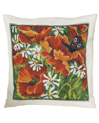 Набор для вышивания подушки "Маки и бабочки" арт. ГЕЛ-8488-1-ГЕЛ0012622