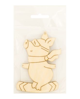 Деревянная фигурка "Свинка на сноуборде" арт. ГЕЛ-8747-1-ГЕЛ0130424