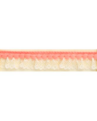 Рюш декоративный с помпонами, 20 мм, цвет сливочный с коралловым арт. ГЕЛ-9128-1-ГЕЛ0124739