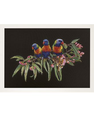 Набор для вышивания "Стайка попугаев", канва Aida (черная) 16 ct арт. ГЕЛ-14676-1-ГЕЛ0125408