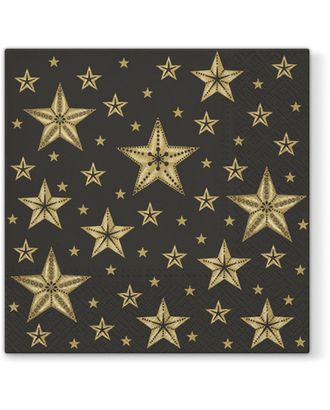 Салфетки трехслойные для декупажа, коллекция "Lunch" PAW Decor Collection "Красивые звезды черного арт. ГЕЛ-15883-1-ГЕЛ0162825
