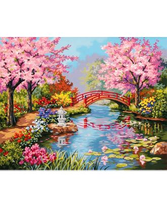 Картина стразами "Мост в цветущем саду" арт. ГЕЛ-16919-1-ГЕЛ0161459