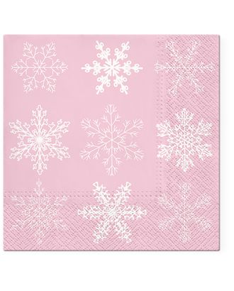 Салфетки трехслойные для декупажа, коллекция "Lunch" TETЕ a TETE "Большие снежинки - розовый" арт. ГЕЛ-17075-1-ГЕЛ0162775