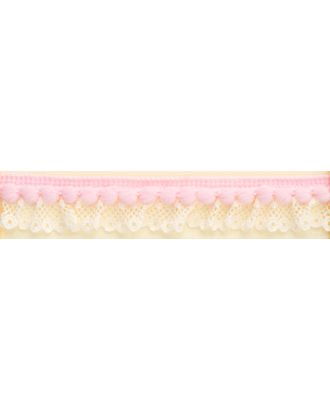 Рюш декоративный с помпонами, 20 мм, цвет сливочный с розовым арт. ГЕЛ-18323-1-ГЕЛ0124738