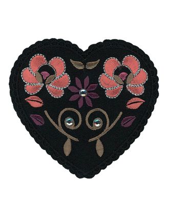 Термоаппликация "Черное сердце с цветами" арт. ГЕЛ-18765-1-ГЕЛ0147499