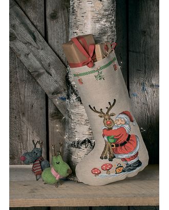 Набор для вышивания сапожка для подарков "Санта и олень" арт. ГЕЛ-24209-1-ГЕЛ0162521