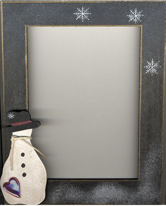 Рамка деревянная "Снеговик" цвет серый матовый с ручной росписью арт. ГЕЛ-30126-1-ГЕЛ0101550