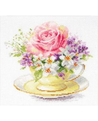 Набор для вышивания АЛИСА Легкие краски утра. Чашечка с розой 16х15 см арт. МГ-124724-1-МГ1039669