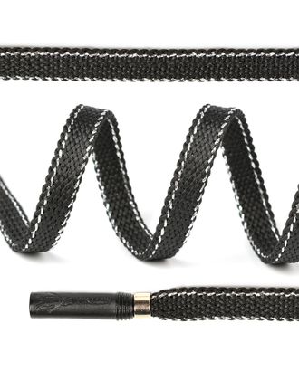 Шнурки TBY плоские 8мм длина 130 см цв.черный/серебро уп.10шт арт. МГ-125209-1-МГ1040627