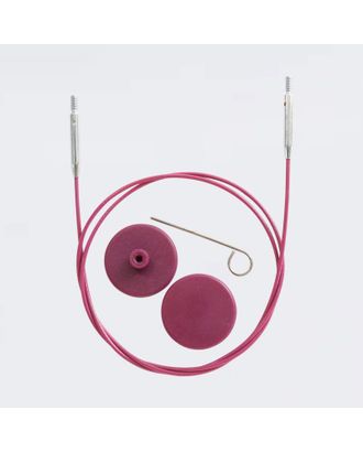 10644 Knit Pro Тросик поворотный (заглушки 2шт, кабельный ключик) длина 56см (длина со спицами 80см) нерж. сталь с нейлоновым покрытием, фиолетовый арт. МГ-125482-1-МГ1046591