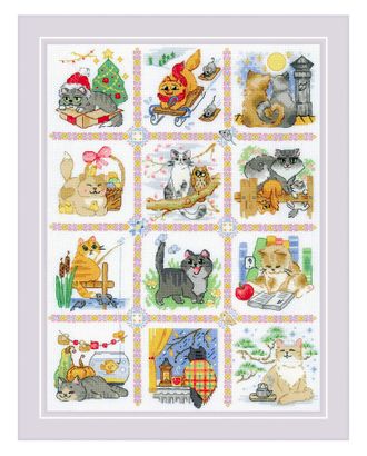Набор для вышивания РИОЛИС Кошачий календарь 30х40 см арт. МГ-132223-1-МГ1680894