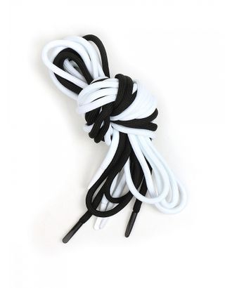 Шнурки круглые полиэфир 4 мм набор 6 шнурков два цвета-белый F101 черный F322/ три длины 100-130-150см арт. МГ-133347-1-МГ1681549