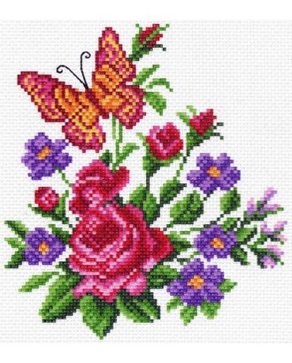 Рисунок на канве МАТРЕНИН ПОСАД - 1478-1 Цветы и бабочка арт. МГ-39481-1-МГ0365799