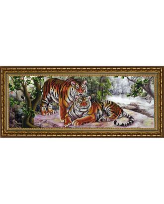Рисунок на ткани (Бисер) КОНЁК Амурские тигры 25х65 см арт. МГ-47987-1-МГ0595288