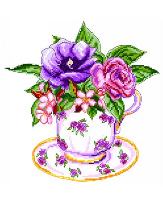 Рисунок на канве МАТРЕНИН ПОСАД - 1906 Роза в чашке арт. МГ-49655-1-МГ0606029