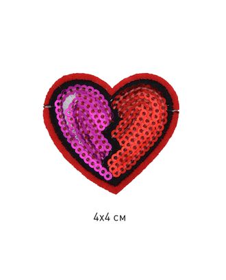 Термоаппликации Сердце с пайетками 4х4см, двухцветное уп.10шт. арт. МГ-115468-1-МГ0743350