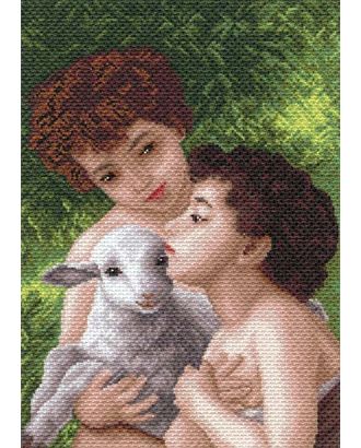 Рисунок на канве МАТРЕНИН ПОСАД - 1616 Дети и овечка арт. МГ-132936-1-МГ0841108