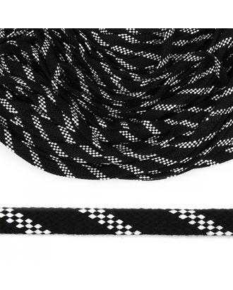 Шнур плоский х/б турецкое плетение TW ш.1,2см 50м (032/001 черно-белый) арт. МГ-112708-1-МГ0979637
