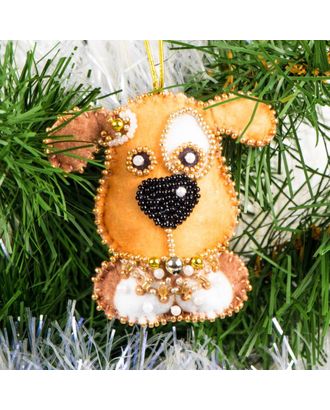 Набор для шитья и вышивания сувенир Новогодний щенок 7,5х7,5 см арт. МГ-6520-1-МГ0494077