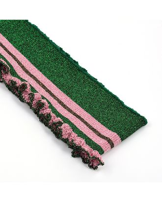 Подвяз трикотажный полиэстер цв.зеленый с розовыми полосами с люрексом арт. МГ-9919-1-МГ0664664