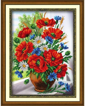 Набор для вышивания бисером ПАУТИНКА Любимые цветы 28х38 см арт. МГ-17002-1-МГ0164957