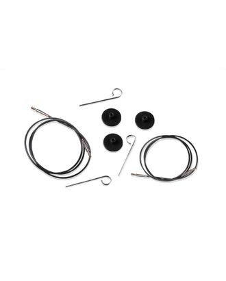 10521 Knit Pro Тросик (заглушки 2шт, ключик) для съемных спиц, длина 35 (готовая длина спиц 60)см, черный арт. МГ-19348-1-МГ0179959