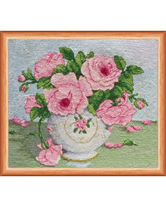 Набор для вышивания мулине АБРИС AH-014 Розовые цветы 20,5х16,5 см арт. МГ-19758-1-МГ0181857