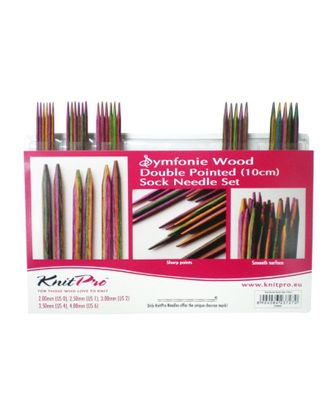 Набор чулочных спиц Knit Pro 20650 "Symfonie" 10см 2мм, 2,5мм, 3мм, 3,5мм, 4мм, дерево, многоцветный, 5 видов спиц арт. МГ-38289-1-МГ0329766