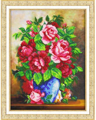 Набор для вышивания бисером ПАУТИНКА Ваза с розами 24х32 см арт. МГ-39328-1-МГ0365062