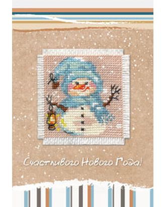 Набор для изготовления открытки с вышивкой Снеговик 5,7-х5,7- см арт. МГ-44878-1-МГ0556514