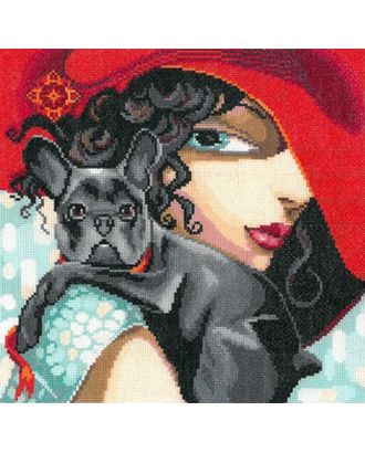 Набор для вышивания мулине НИТЕКС Дама с собачкой 26х26 см арт. МГ-48710-1-МГ0599707