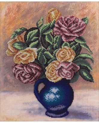 Набор для вышивания PANNA Розы в синей вазе 24х28 см арт. МГ-54653-1-МГ0650713