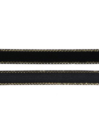 Лента бархатная нейлон ш.1см (черный/золото) арт. МГ-80226-1-МГ0604717